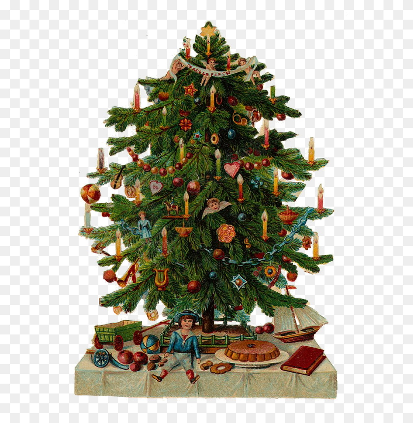 573x800 Vintage Christmas Clipart, Christmas Tree, Tree, Ornament HD PNG Download