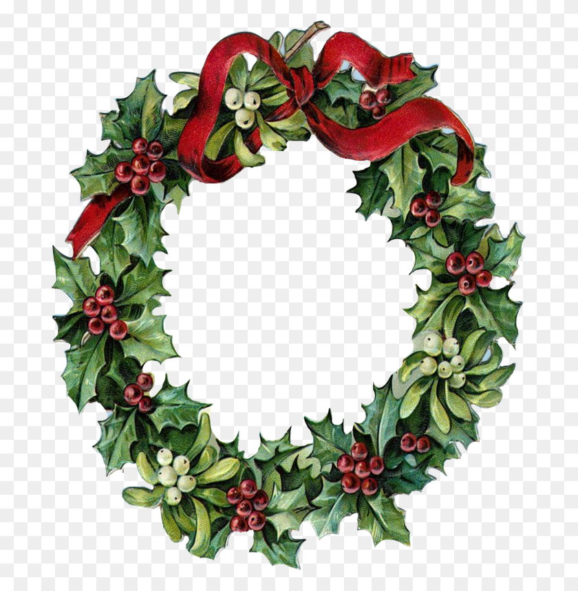 691x800 Vintage Christmas Images Christmas Wreath Cross Stitch Patterns, Wreath HD PNG Download