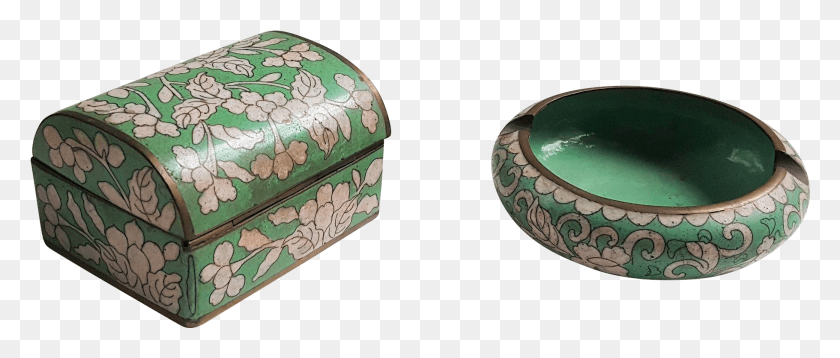 1821x698 Vintage Cloisonne China Ashtray And Cigarette Box Holder Bangle, Furniture, Ottoman, Pottery HD PNG Download