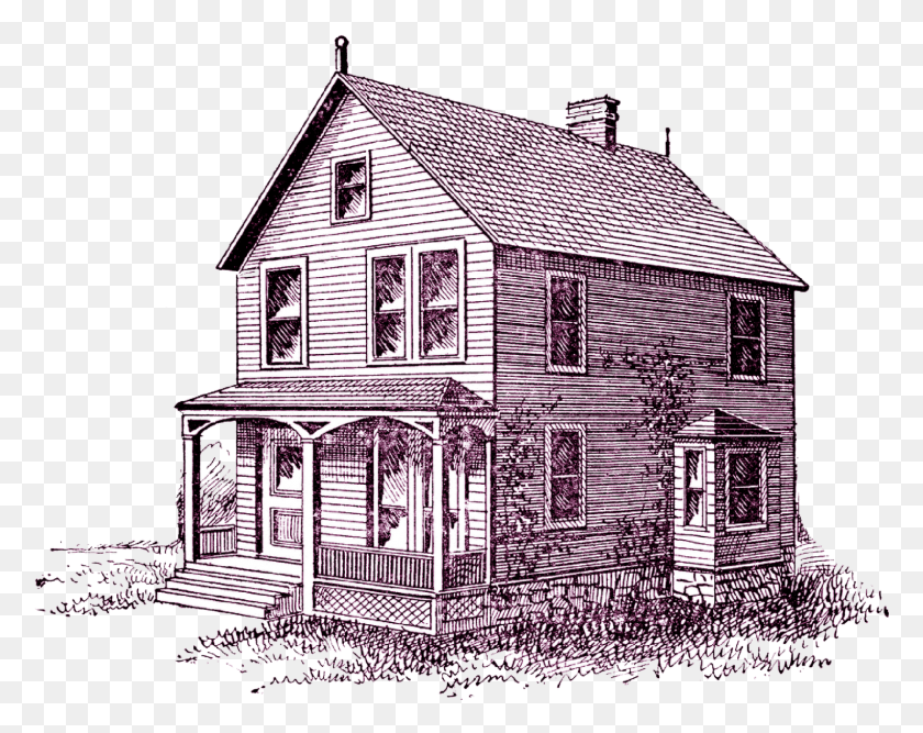 1527x1189 Vintage Digital Stamps Old Farm House Cartoon, Housing, Building, Cottage HD PNG Download
