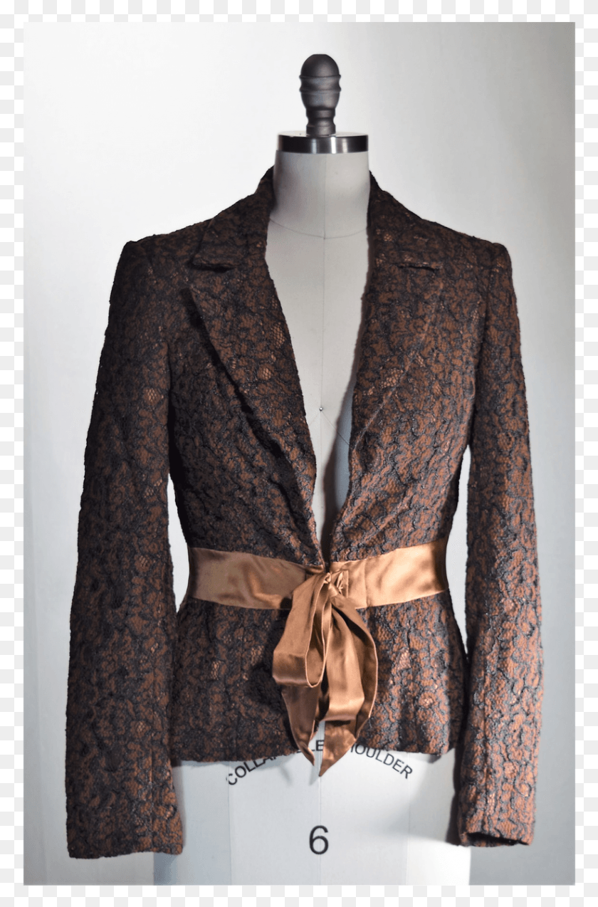 823x1281 Vintage Fray Lace Jacquard Blazer In Chocolate With Formal Wear, Clothing, Apparel, Coat HD PNG Download