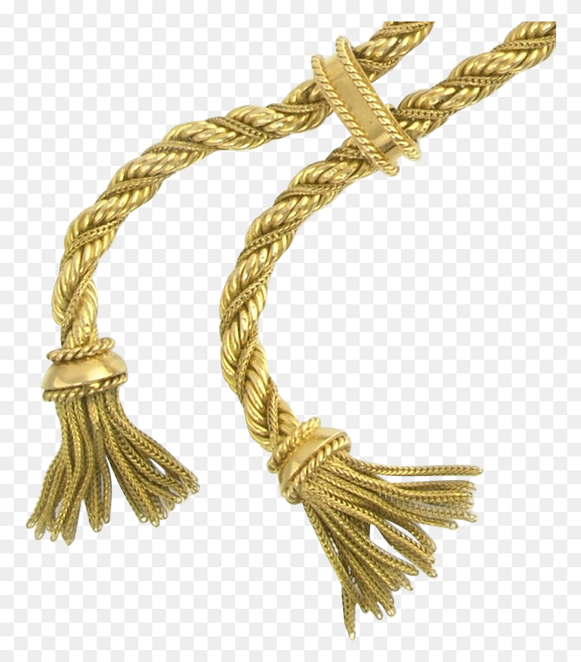769x897 Vintage French 18k Gold Twisted Rope Chain Double Tassel, Knot HD PNG Download