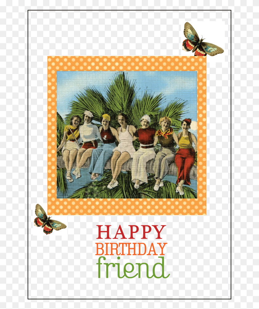 663x942 Vintage Friends Birthday Card Set, Person, Human, Poster HD PNG Download