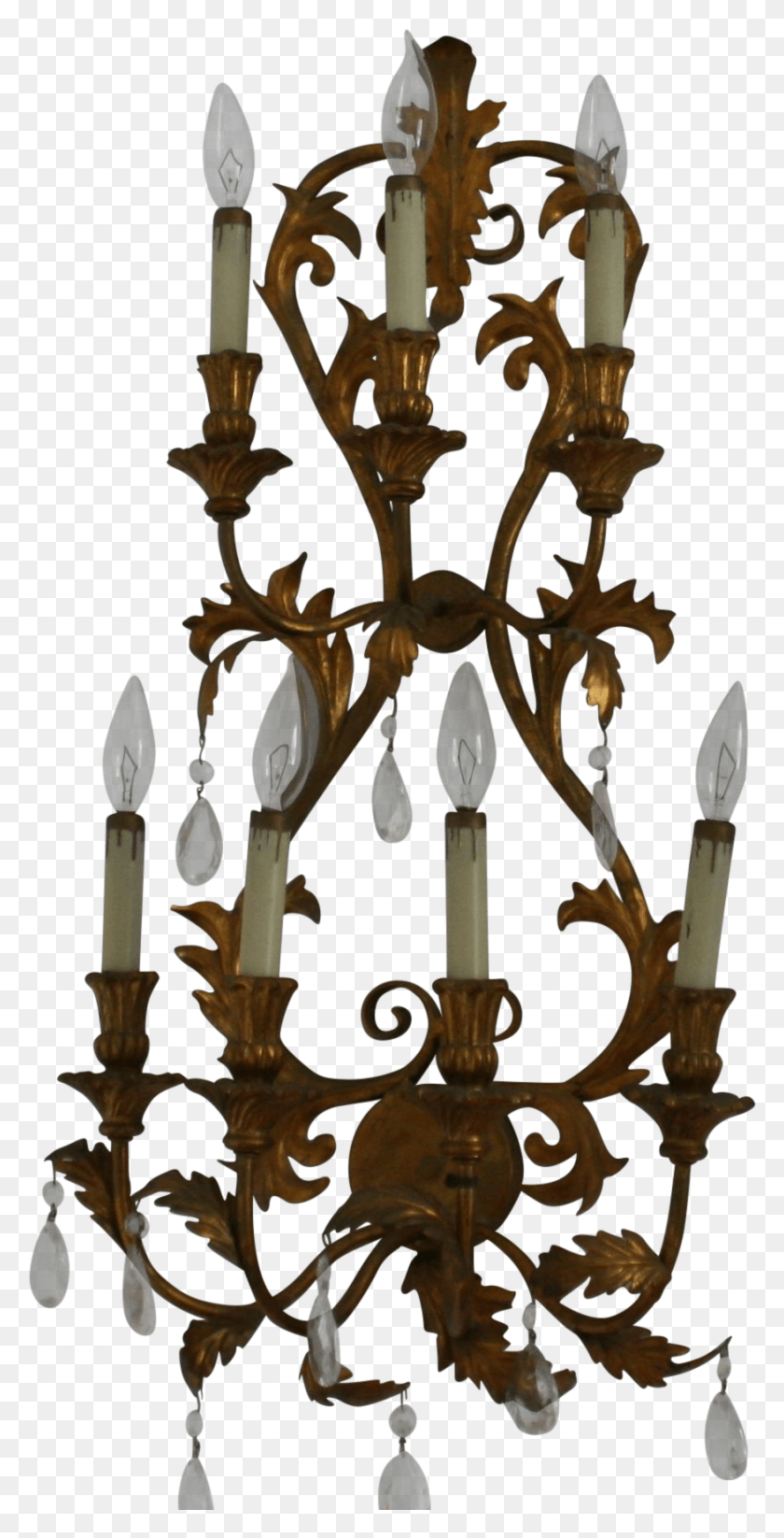 877x1784 Vintage Gold Gilt Over Metal Antique Italian Wall Sconce, Chandelier, Lamp, Bronze HD PNG Download