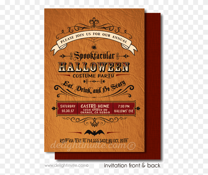 489x646 Vintage Halloween Cocktail Party Invitations Eat, Poster, Advertisement, Flyer HD PNG Download
