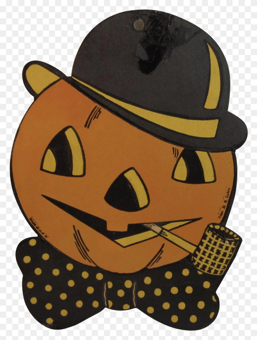 790x1067 Vintage Halloween H E Luhrs Pumpkin Jack O Lantern, Clothing, Apparel, Helmet HD PNG Download