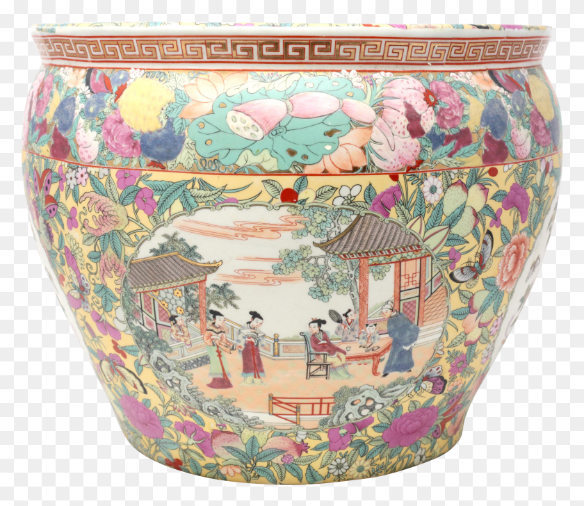 3989x3418 Vintage Hand Painted Ceramic Fishbowl On Chairish Porcelain HD PNG Download