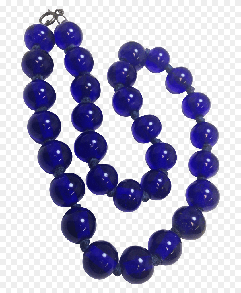 696x959 Vintage Handknotted Cobalt Blue Transparent Background Vintage Blue Glass Bead Necklace, Sphere, Bubble, Ball HD PNG Download