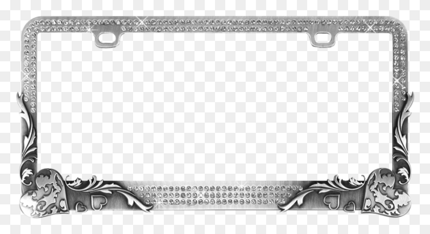 800x409 Vintage Heart Crystals On Stainless Gun Metal License License Plate Frames With Wings, Leisure Activities, Architecture, Building HD PNG Download