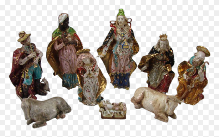 902x538 Vintage Italian Pottery Christmas Manger Jesus Nativity Figurine, Ornament, Gemstone, Jewelry HD PNG Download