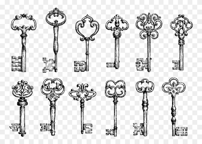 764x540 Vintage Key Tattoo Designs, Gray, World Of Warcraft HD PNG Download
