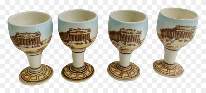 1984x816 Vintage Kutahya Athens Greece Greek Pottery Souvenir Porcelain, Glass, Goblet, Cup HD PNG Download