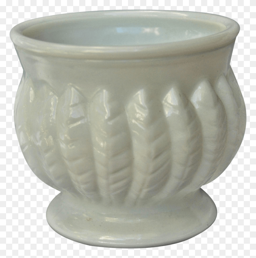 2012x2032 Vintage Leaf Design Randall Milk Glass Vase On Chairish Ceramic, ...