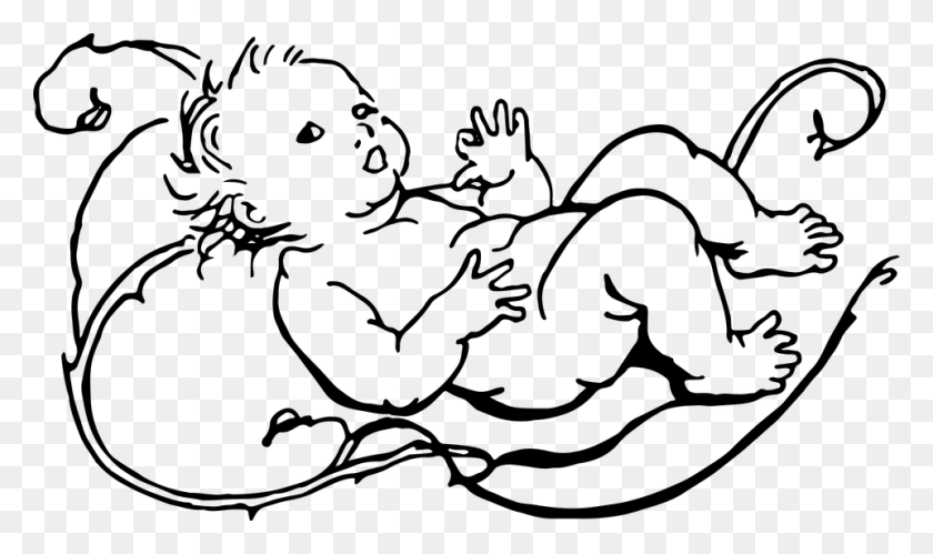 960x541 Vintage Line Drawing Sketch Baby Infant People Cartoon, Gray, World Of Warcraft HD PNG Download