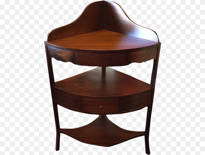 Vintage Mahogany Corner Shelf Table, Furniture, Wood, Chair PNG