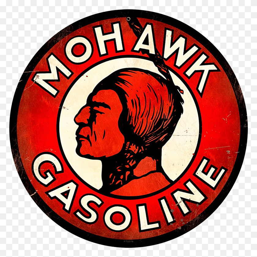 1724x1732 Vintage Mohawk Gasoline Sign, Label, Text, Logo HD PNG Download