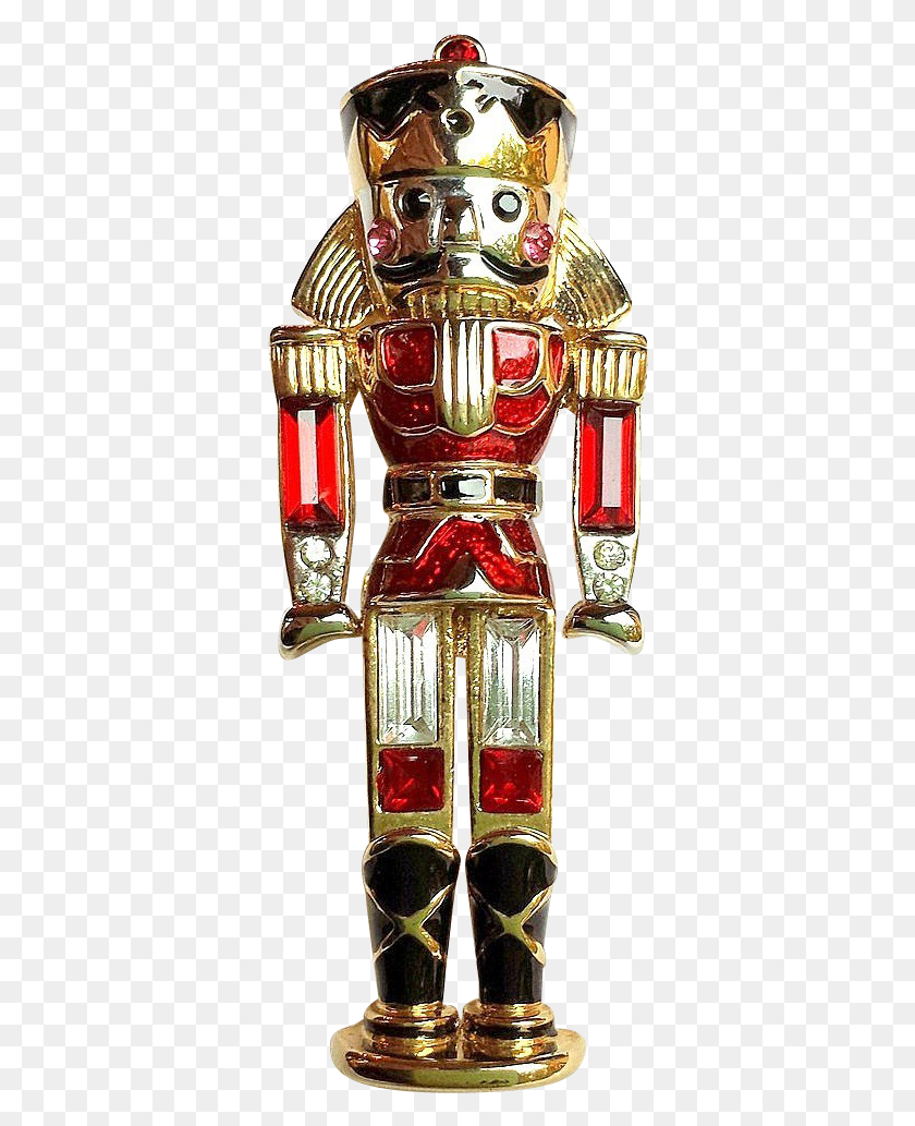 350x973 Vintage Monet Christmas Nutcracker Toy Soldier Pin Nutcracker Statue With Transparent Background, Accessories, Accessory, Jewelry HD PNG Download