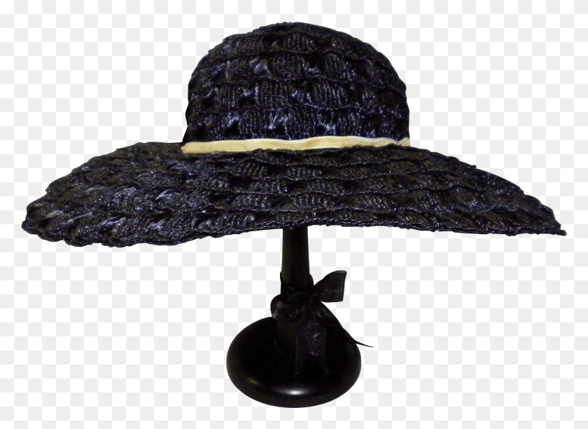 1653x1171 Descargar Png Sombrero De Paja Tejido Azul Marino Vintage Por Mr, Ropa, Vestimenta, Hongo Hd Png