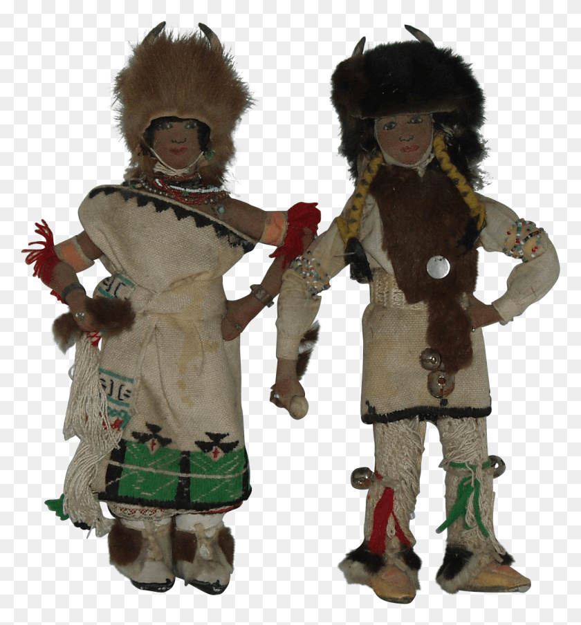 1207x1307 Vintage Pair Of San Juan Pueblo Buffalo Dancer Dolls Cosplay, Doll, Toy, Person HD PNG Download