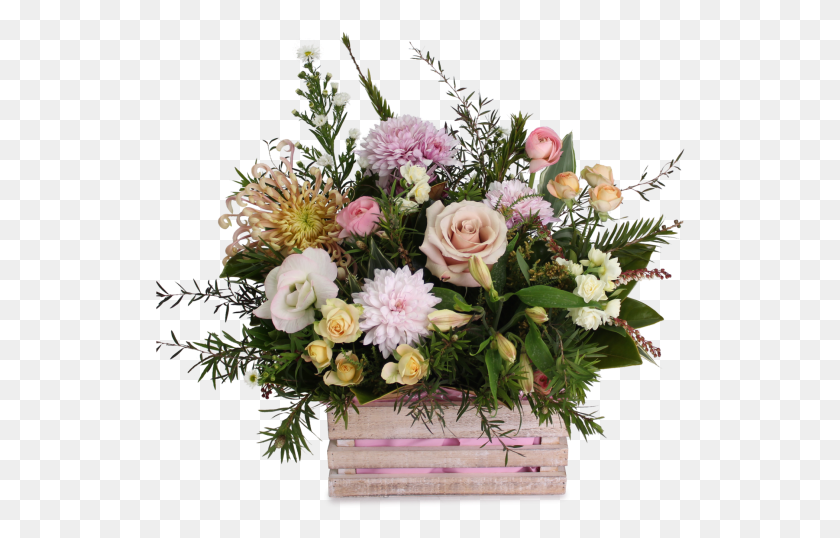 530x478 Vintage Pastel Crate Bouquet, Plant, Flower, Blossom HD PNG Download