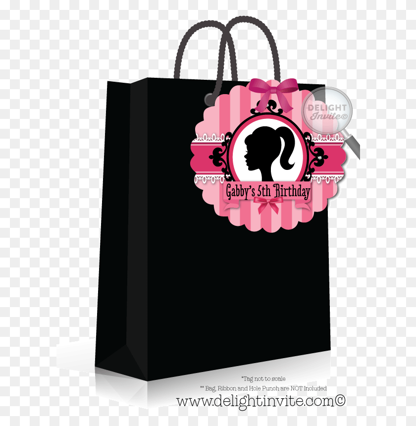 614x800 Vintage Pink Barbie Favor Tags Hello Kitty Thank You Tag Printable, Shopping Bag, Bag HD PNG Download