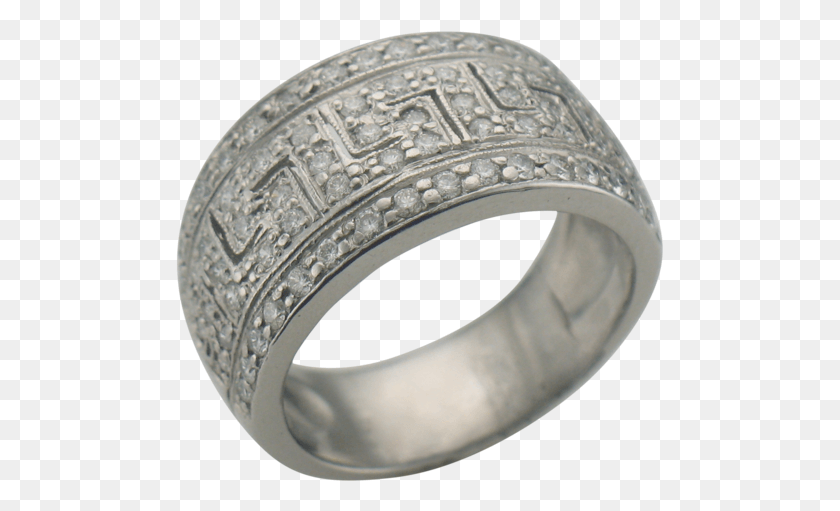 489x451 Vintage Platinum Greek Key Diamond Ring Titanium Ring, Accessories, Accessory, Jewelry HD PNG Download