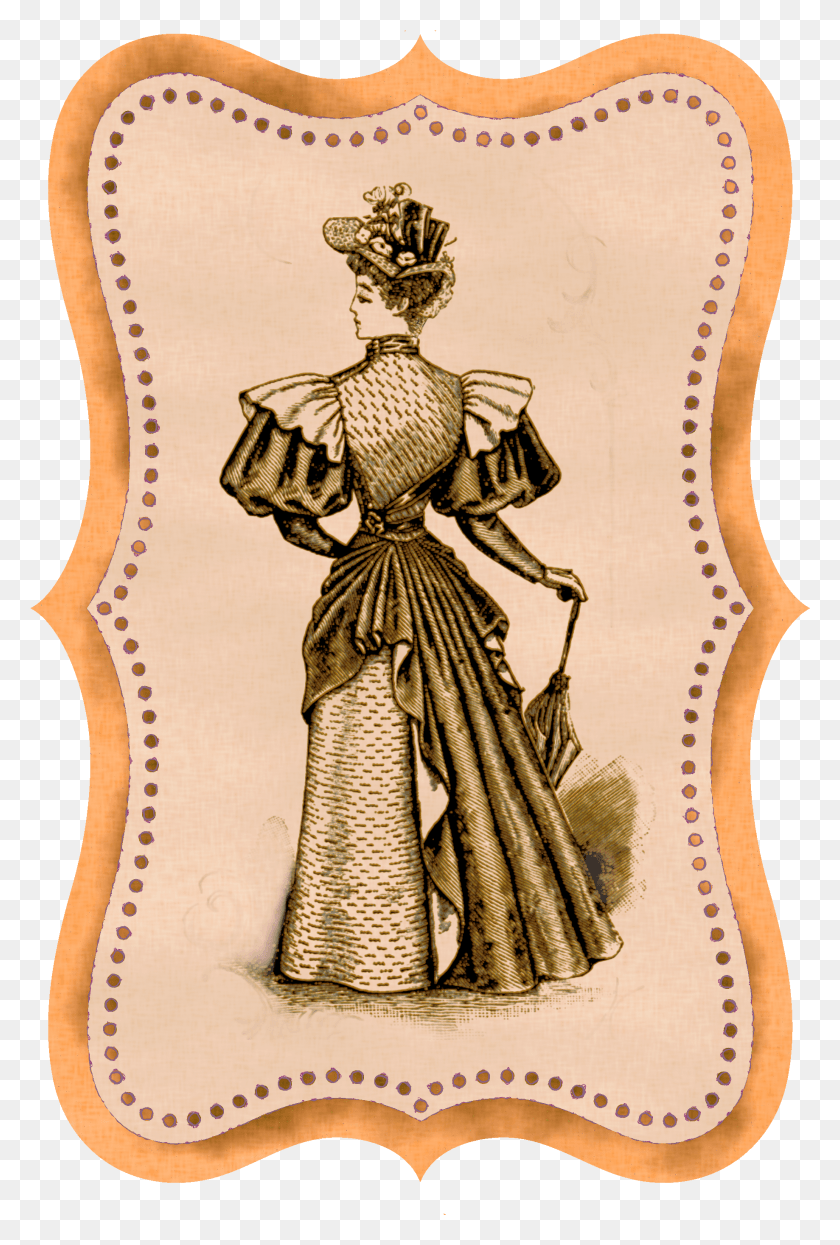 1838x2794 Descargar Png Tarjeta Postal Vintage Con Mujer De La Época Victoriana Png