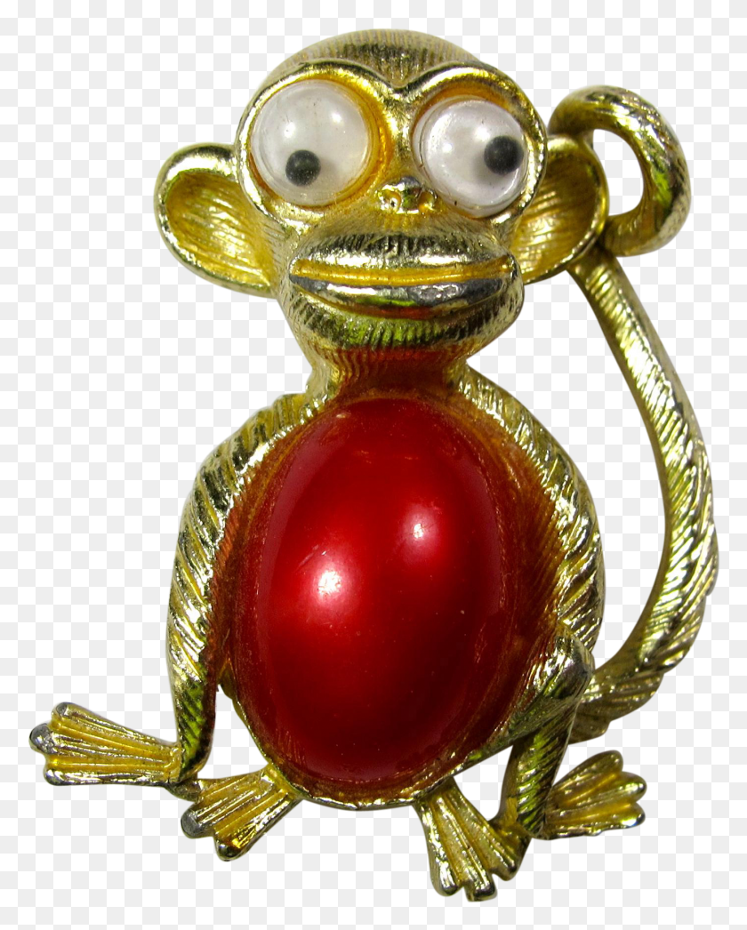 1400x1771 Vintage Red Jelly Belly Monkey Brooch With Googly Eyes Cartoon, Sphere, Gold, Trophy HD PNG Download