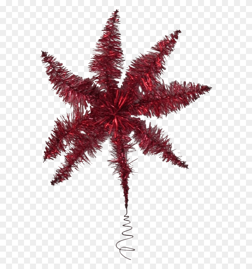 576x838 Vintage Red Tinsel Star Christmas Tree Topper Illustration, Leaf, Plant, Tree Descargar Hd Png