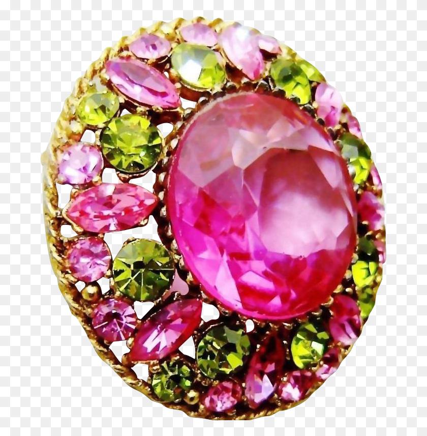 683x797 Vintage Regency Pink Green Rhinestone Brooch Diamond, Accessories, Accessory, Jewelry Descargar Hd Png