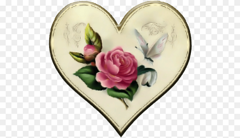 501x485 Vintage Rose Heart Button Happy Name Day In Greek, Plate, Pattern, Flower, Plant PNG