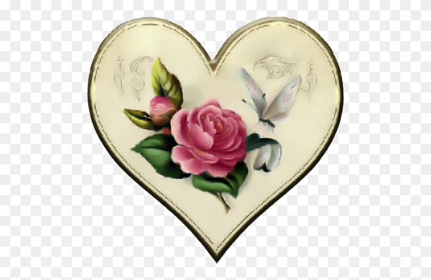 501x485 Vintage Rose Heart Button Happy Names Day In Greek, Pottery, Porcelain HD PNG Download
