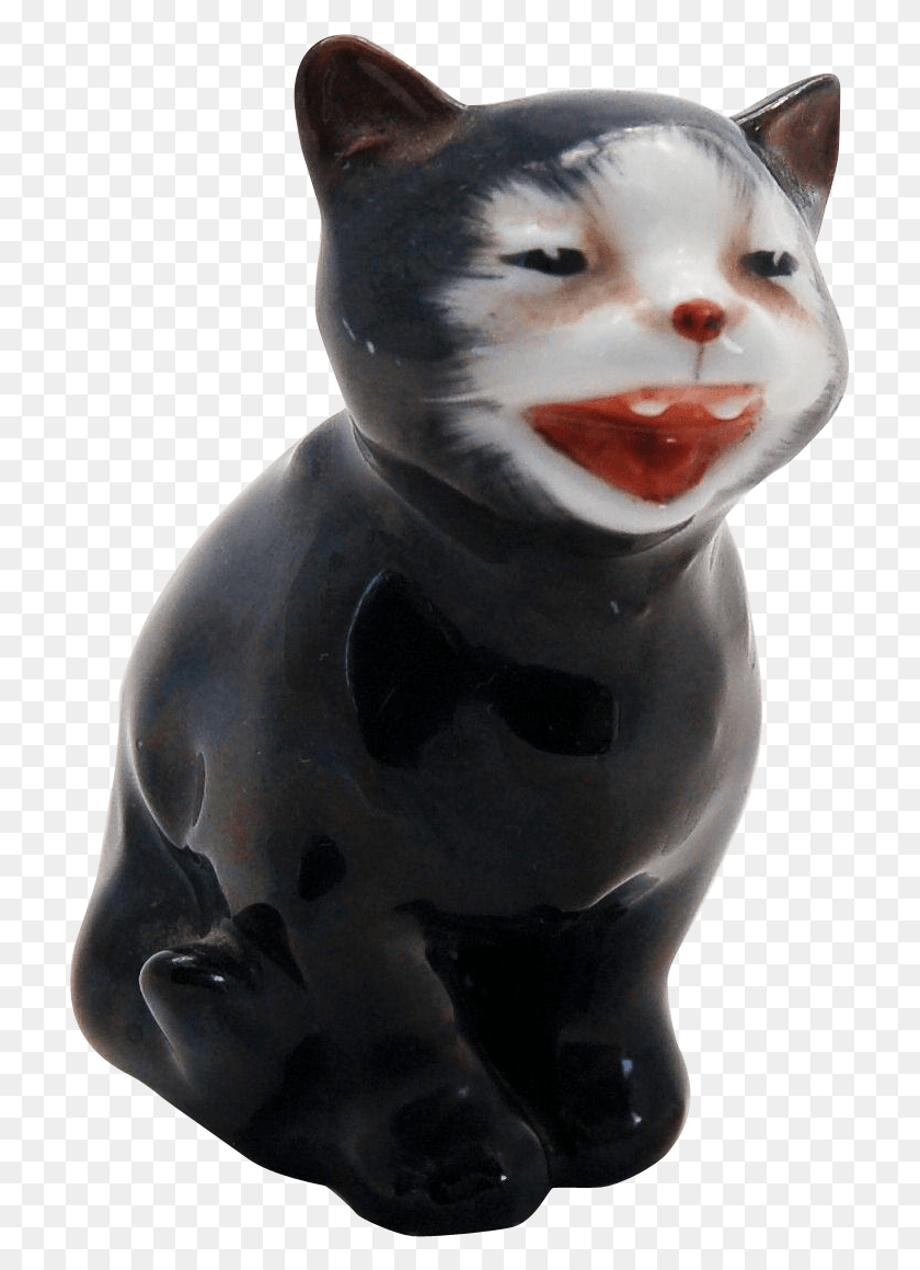 713x1099 Vintage Royal Doulton Lucky Cat Figurine K12 Black Domestic Short Haired Cat, Head, Dog, Pet HD PNG Download