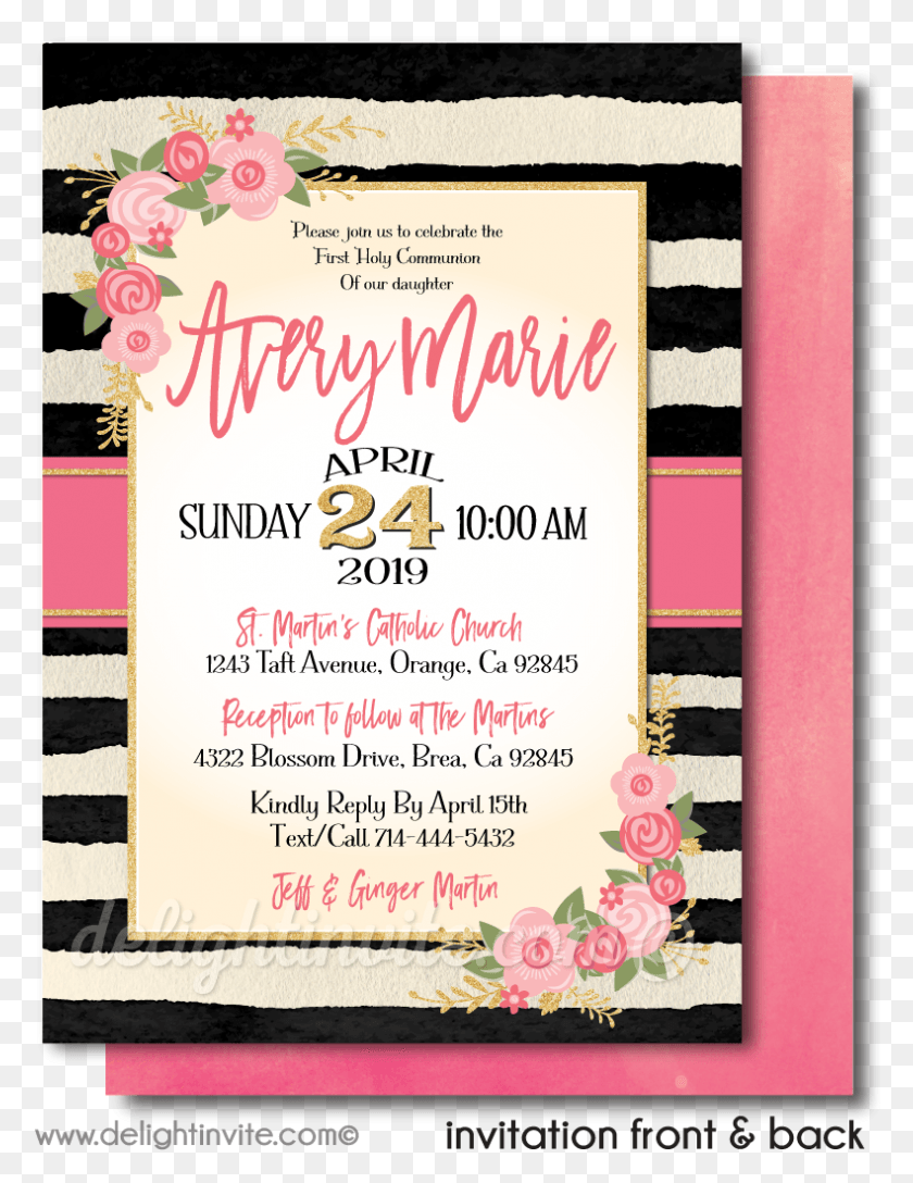 790x1042 Vintage Shabby Chic Communion Invitation For Girls Picture Frame, Poster, Advertisement, Flyer HD PNG Download