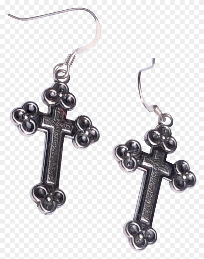 868x1120 Vintage Sterling Silver Cross Dangle Earrings Found Earrings, Accessories, Accessory, Jewelry HD PNG Download