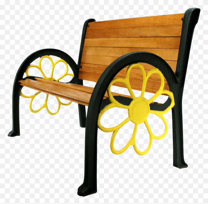 1932x1891 Vintage Sunflower Cast Iron Wood Slat Patio Garden Garden Chair Cliparts, Furniture, Transportation, Vehicle HD PNG Download