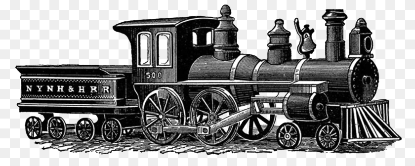 1500x600 Vintage Train Drawing, Engine, Locomotive, Machine, Motor Clipart PNG