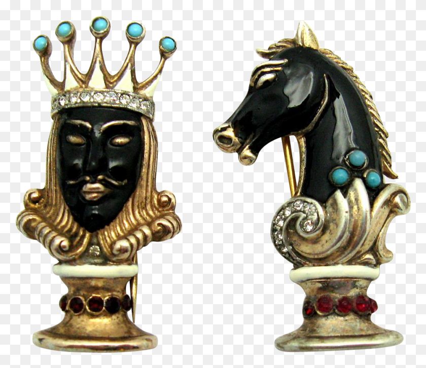 930x795 Descargar Png Trifari Sterling Alfred Philippe Black King Stallion, Bronce, Accesorios, Accesorio Hd Png