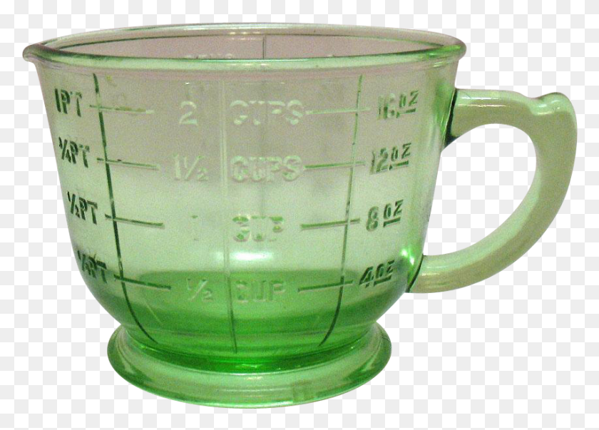 851x593 Винтажная Чашка Для Смешивания С Двумя Чашками, Зеленая Измерительная Чашка, Очень Хорошая Чашка, Мерная Чашка Hd Png Скачать