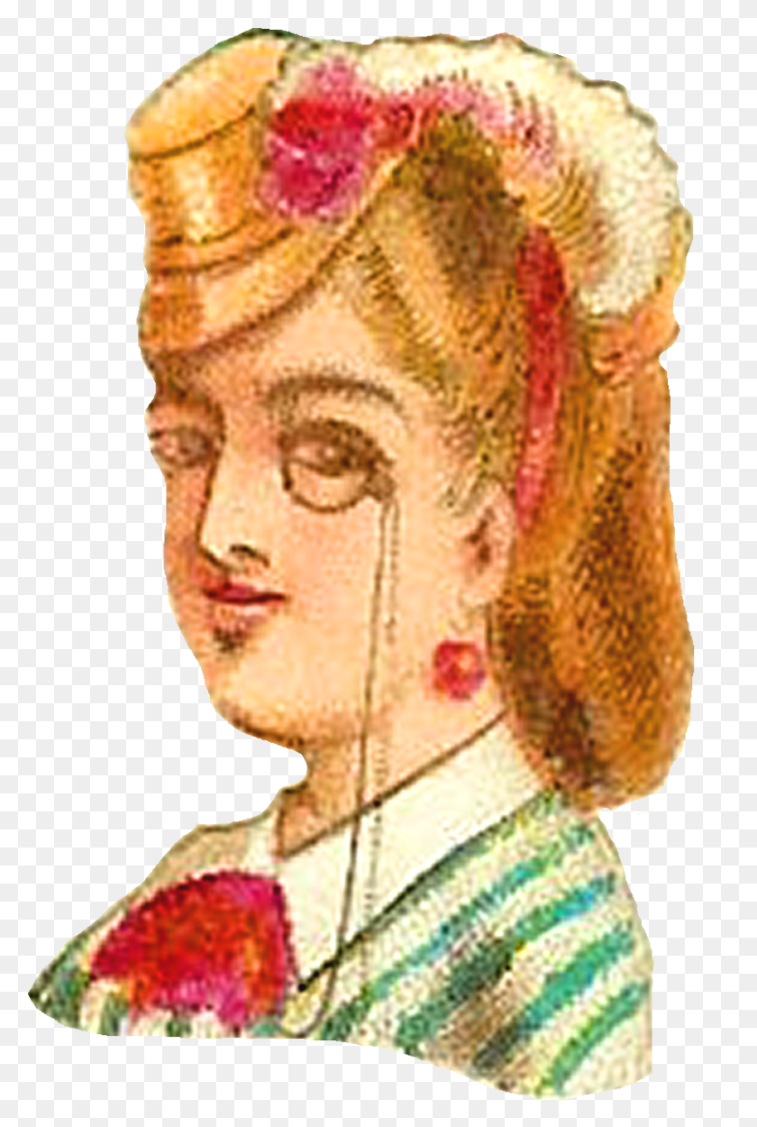 803x1226 Vintage Woman Clip Art Of Victorian Hat Fashion Portrait Illustration, Person, Human HD PNG Download