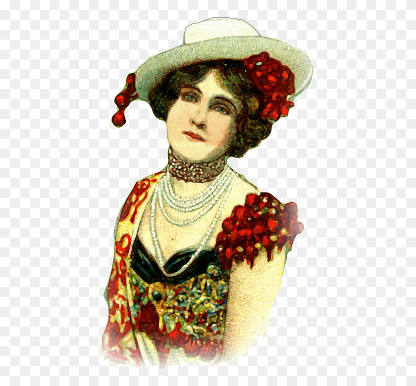 435x720 Ilustración De Mujer Vintage, Ropa, Vestimenta, Sombrero Hd Png