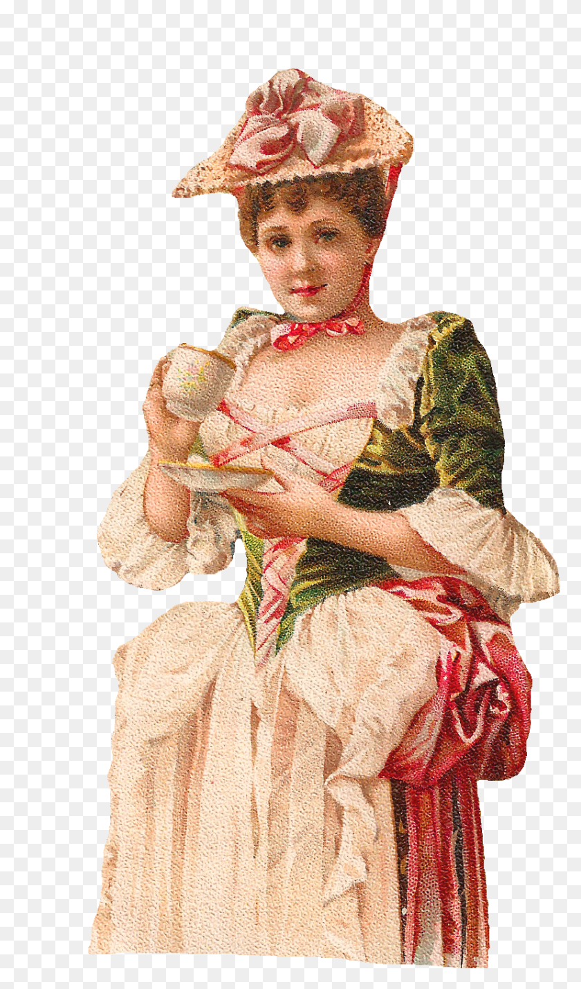 828x1455 Vintage Woman Vintage Woman Drinking Tea, Costume, Dance Pose, Leisure Activities HD PNG Download
