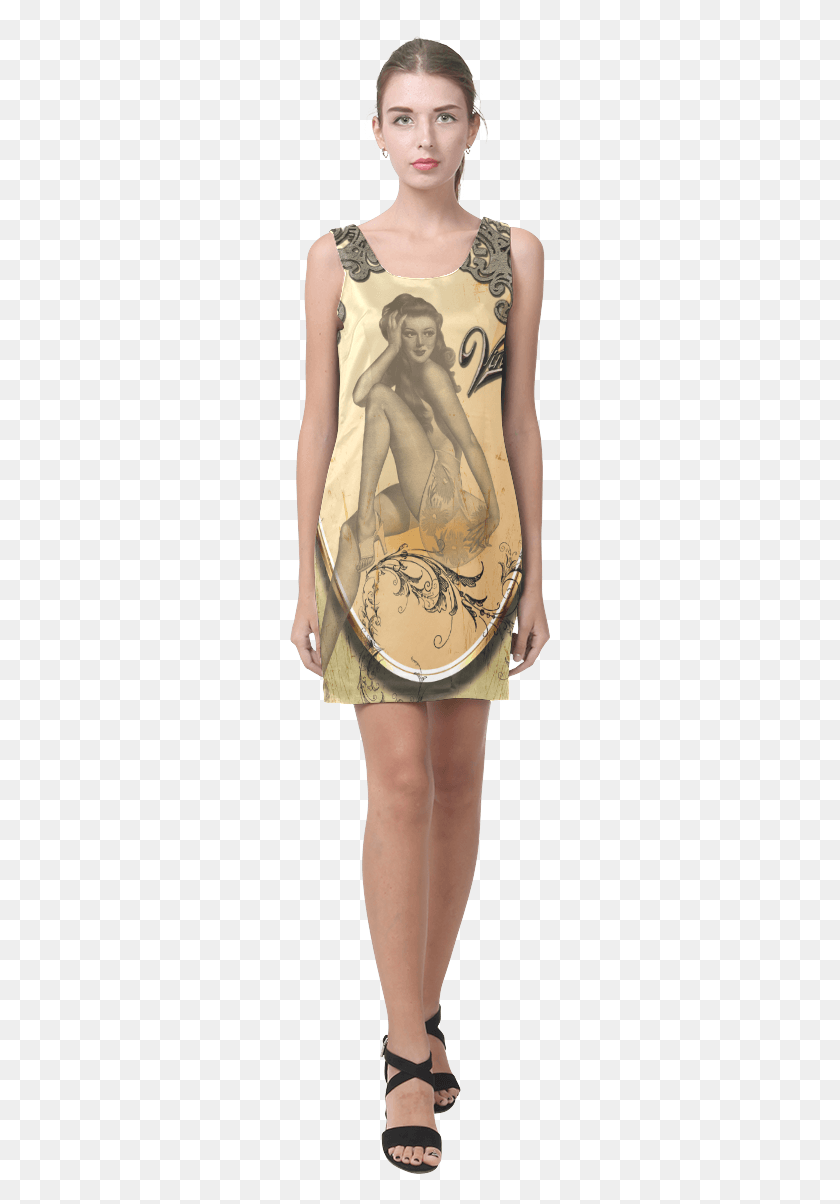 261x1144 Vintage Wonderful Pin Up Girl Helen Sleeveless Dress Dress, Person, Human, Skin HD PNG Download
