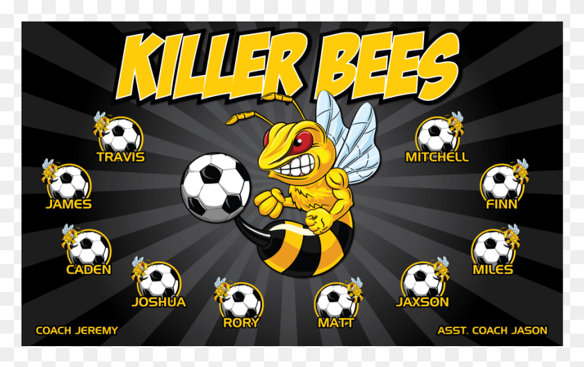 901x541 Bandera De Vinilo Killer Bees Ilustración, Balón De Fútbol, ​​Balón, Fútbol Hd Png