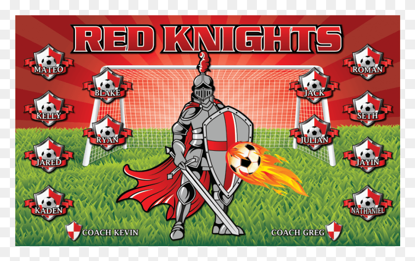 901x541 Vinyl Banner Red Knights Red Knights Soccer Banner, Knight, Person, Human HD PNG Download