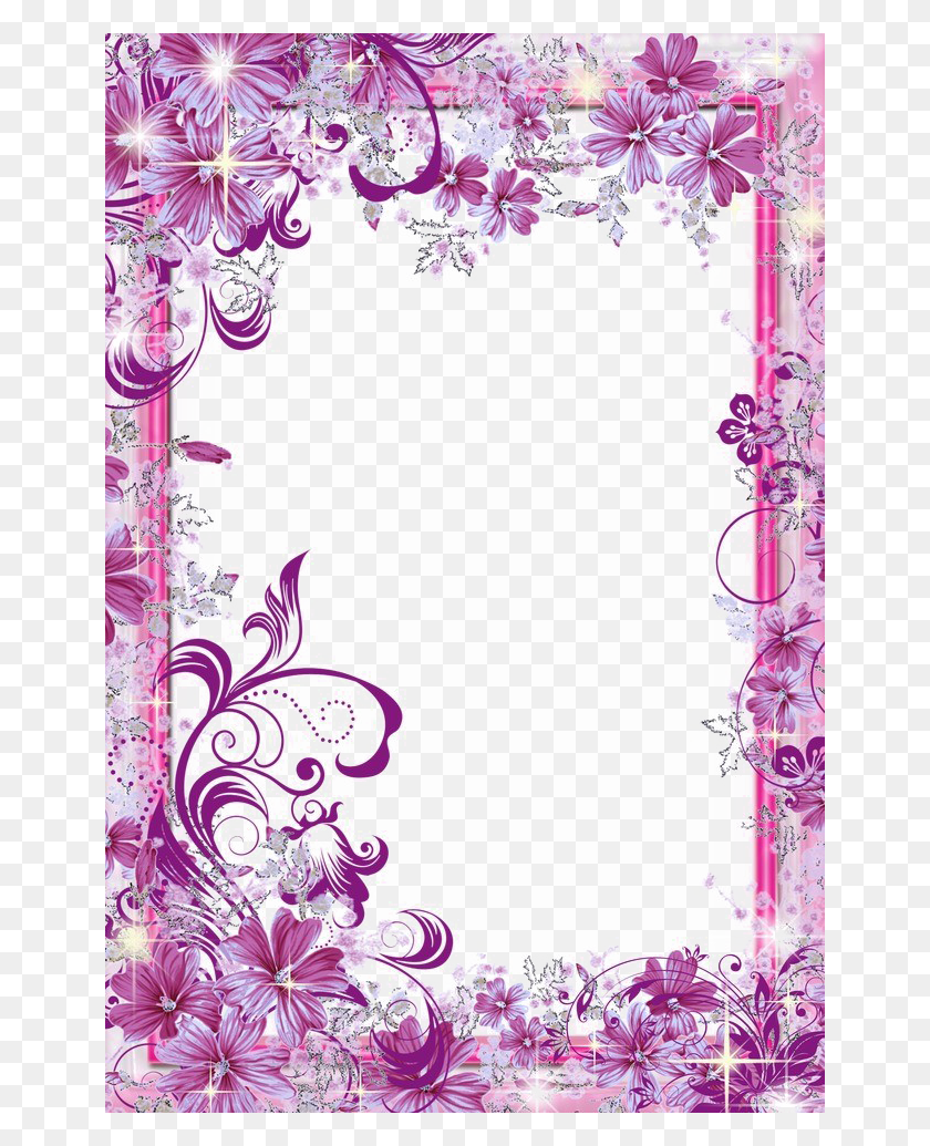 650x975 Фиолетовая Цветочная Рамка Прозрачное Изображение Фиолетовый Цветочный Дизайн Границы, Цветочный Дизайн, Узор, Графика Hd Png Скачать