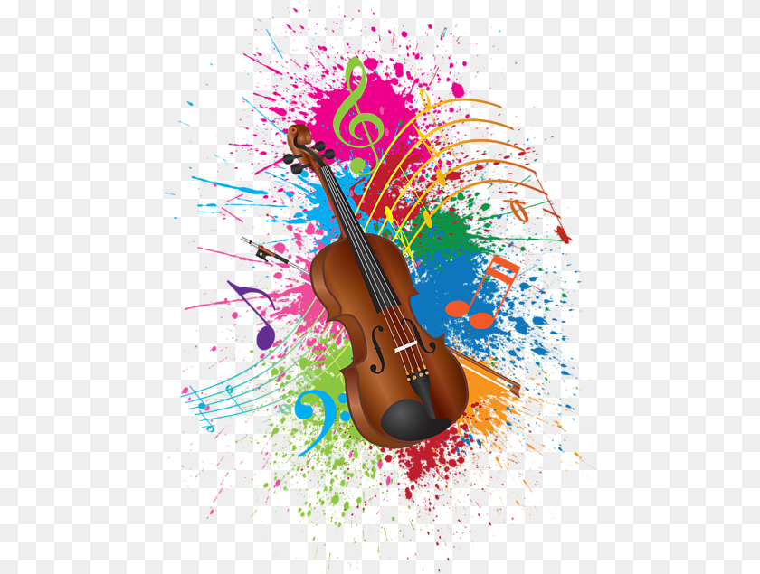 Violin Paint Splatter Abstract Illustration, Musical Instrument PNG