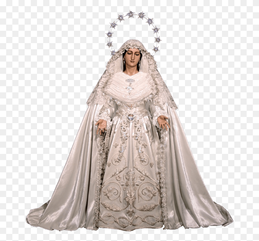 676x723 Virgen Del Rocio Maria Santisima Del Rocio Malaga, Clothing, Apparel, Fashion Hd Png