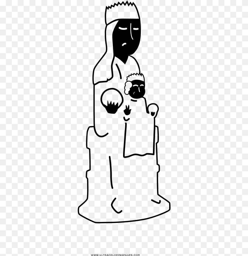 Virgin Mary Coloring, Gray Sticker PNG