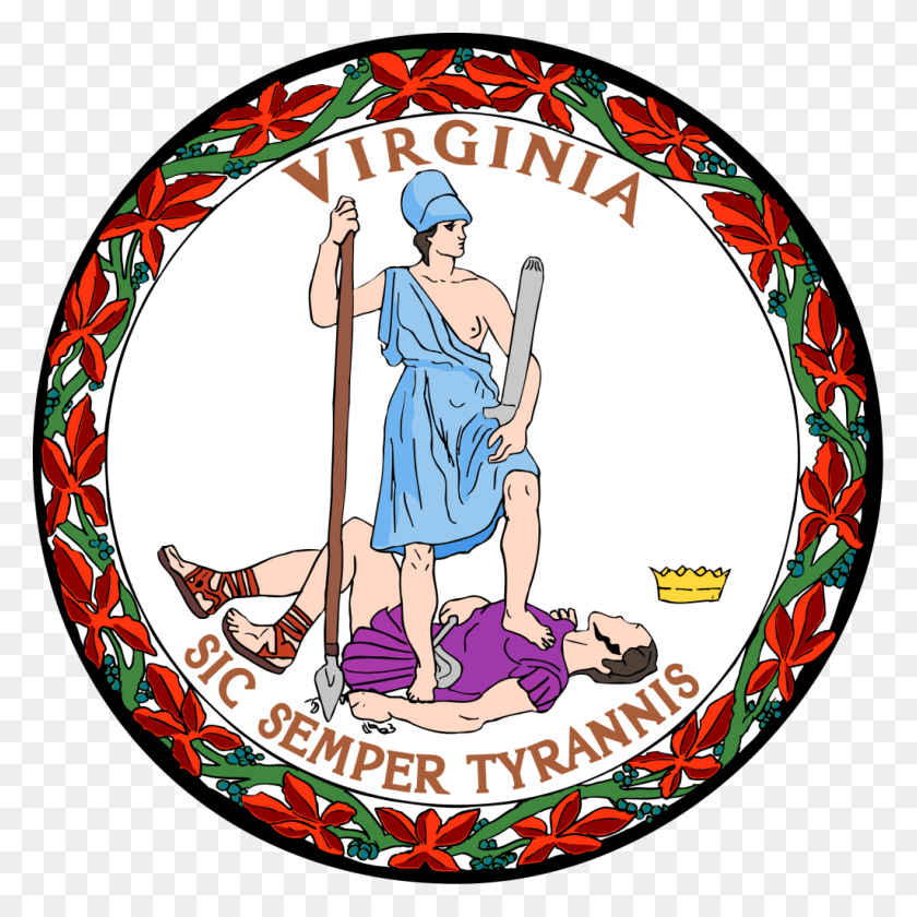 1024x1024 Virginia Fire Watch Code Sic Semper Tyrannis Virginia Seal, Person, Human, Label HD PNG Download